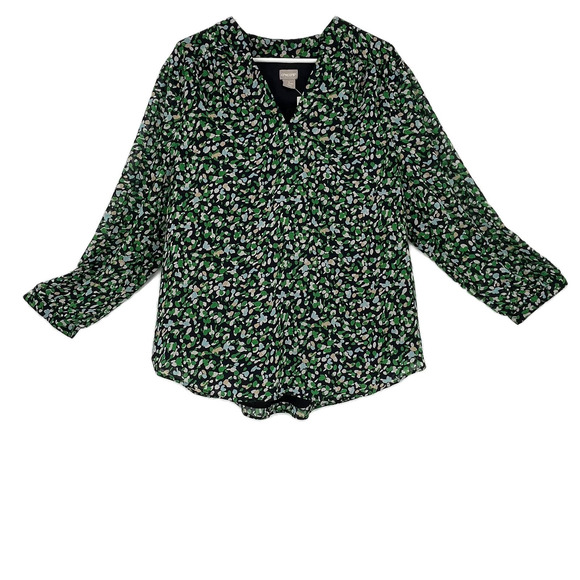 Chico's Blouse Tunic with Stitch Detail Abstract Dots in Classic Navy Size 16/18 - Picture 2 of 12